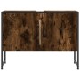 Armario lavabo baño madera ingeniería roble ahumado 80x33x60 cm de , Tocadores de baño - Ref: Foro24-842463, Precio: 62,93 €,...