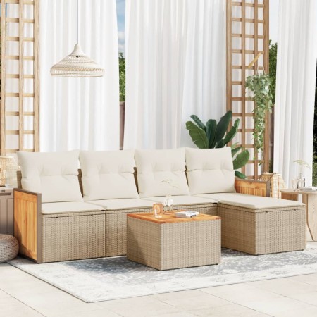 Juego de sofás jardín con cojines 6 pzas ratán sintético beige de , Conjuntos de jardín - Ref: Foro24-3260007, Precio: 404,70...