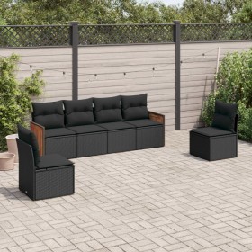 Set de sofás de jardín 6 piezas y cojines ratán sintético negro de , Conjuntos de jardín - Ref: Foro24-3259941, Precio: 358,8...