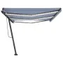 Toldo manual retráctil con luz LED azul y blanco 600x350 cm de , Toldos - Ref: Foro24-3069881, Precio: 857,59 €, Descuento: %