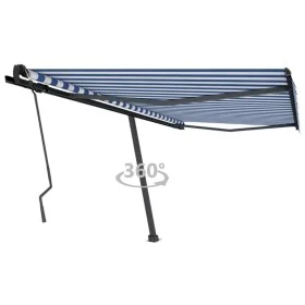 Manuell ausfahrbares Standmarkisentuch in Blau und Weiß, 450x350 cm. von , Markisen - Ref: Foro24-3069836, Preis: 499,69 €, R...