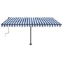 Toldo de pie retráctil manual azul y blanco 450x350 cm de , Toldos - Ref: Foro24-3069836, Precio: 526,89 €, Descuento: %