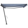 Toldo de pie retráctil manual azul y blanco 450x350 cm de , Toldos - Ref: Foro24-3069836, Precio: 526,89 €, Descuento: %