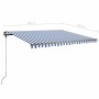Toldo de pie retráctil manual azul y blanco 450x350 cm de , Toldos - Ref: Foro24-3069836, Precio: 526,89 €, Descuento: %