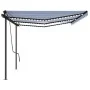 Toldo retráctil manual con luz postes azul y blanco 6x3 m de , Toldos - Ref: Foro24-3070201, Precio: 700,55 €, Descuento: %