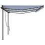 Toldo retráctil manual con luz postes azul y blanco 6x3 m de , Toldos - Ref: Foro24-3070201, Precio: 621,11 €, Descuento: %