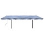 Toldo retráctil manual con luz postes azul y blanco 6x3 m de , Toldos - Ref: Foro24-3070201, Precio: 621,11 €, Descuento: %