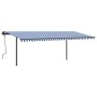 Toldo retráctil manual con luz postes azul y blanco 6x3 m de , Toldos - Ref: Foro24-3070201, Precio: 621,11 €, Descuento: %