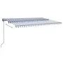 Toldo retráctil manual con luz postes azul y blanco 6x3 m de , Toldos - Ref: Foro24-3070201, Precio: 700,55 €, Descuento: %