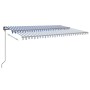 Toldo retráctil manual con luz postes azul y blanco 6x3 m de , Toldos - Ref: Foro24-3070201, Precio: 621,11 €, Descuento: %