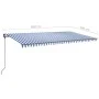 Toldo retráctil manual con luz postes azul y blanco 6x3 m de , Toldos - Ref: Foro24-3070201, Precio: 700,55 €, Descuento: %