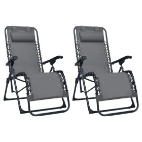 Sillas plegables 2 unidades textilene gris de , Tumbonas - Ref: Foro24-312462, Precio: 197,63 €, Descuento: %