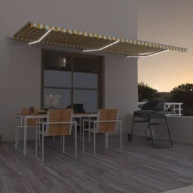Toldo automático LED sensor de viento amarillo blanco 600x300cm de , Toldos - Ref: Foro24-3068973, Precio: 760,94 €, Descuent...