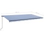 Toldo retráctil manual con luz LED azul y blanco 600x300 cm de , Toldos - Ref: Foro24-3069161, Precio: 462,60 €, Descuento: %