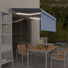 Toldo automático persiana LED sensor viento azul blanco 3x2,5 m by , Awnings - Ref: Foro24-3069271, Price: 492,72 €, Discount: %