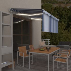 Toldo automático persiana LED sensor viento azul blanco 3x2,5 m de , Toldos - Ref: Foro24-3069271, Precio: 523,75 €, Descuent...