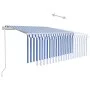 Toldo automático persiana LED sensor viento azul blanco 3x2,5 m by , Awnings - Ref: Foro24-3069271, Price: 492,72 €, Discount: %