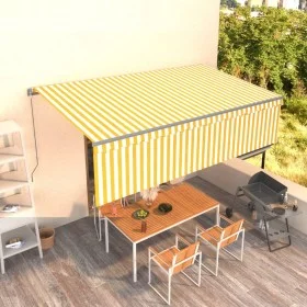 Manuelle einziehbare Markise mit gelber und weißer Jalousie 5x3 m von , Markisen - Ref: Foro24-3069458, Preis: 392,74 €, Raba...