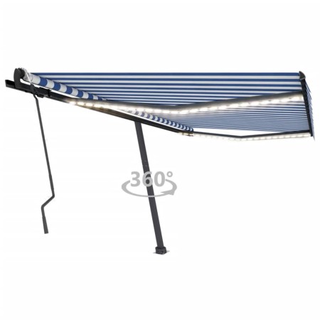 Toldo manual retráctil con LED azul y blanco 400x300 cm de , Toldos - Ref: Foro24-3069741, Precio: 441,12 €, Descuento: %