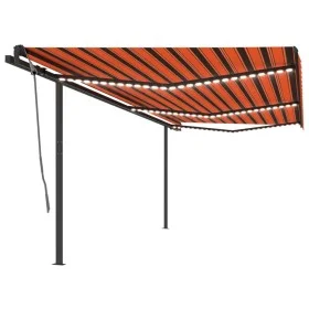 Toldo manual retráctil con LED naranja y marrón 6x3 m de , Toldos - Ref: Foro24-3070205, Precio: 694,56 €, Descuento: %