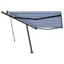 Toldo de pie retráctil manual azul y blanco 500x300 cm de , Toldos - Ref: Foro24-3069776, Precio: 567,71 €, Descuento: %