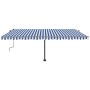 Toldo de pie retráctil manual azul y blanco 500x300 cm de , Toldos - Ref: Foro24-3069776, Precio: 567,71 €, Descuento: %