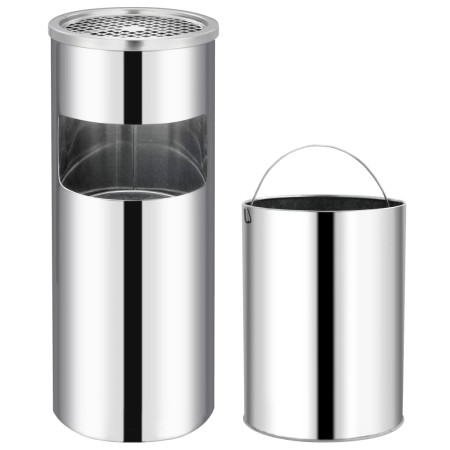 Papelera con cenicero de acero inoxidable 30 L de vidaXL, Cubos de la basura y papeleras - Ref: Foro24-51087, Precio: 83,95 €...