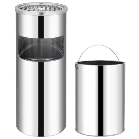 Papelera con cenicero de acero inoxidable 30 L de vidaXL, Cubos de la basura y papeleras - Ref: Foro24-51087, Precio: 73,23 €...