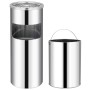 Papelera con cenicero de acero inoxidable 30 L de vidaXL, Cubos de la basura y papeleras - Ref: Foro24-51087, Precio: 83,95 €...