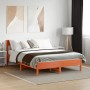 Estructura cama con cabecero madera pino marrón cera 120x200 cm de , Camas y somieres - Ref: Foro24-842653, Precio: 123,09 €,...