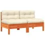 Garden sofas without armrest cushions 2 units brown waxed wood by , Modular outdoor sofas - Ref: Foro24-838162, Price: 172,38...