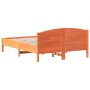 Estructura cama con cabecero madera pino marrón cera 140x190 cm de , Camas y somieres - Ref: Foro24-842605, Precio: 133,48 €,...