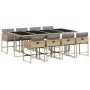 Set comedor de jardín 9 pzas con cojines ratán sintético beige de , Conjuntos de jardín - Ref: Foro24-3211284, Precio: 535,17...