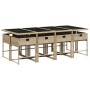 Set comedor de jardín 9 pzas con cojines ratán sintético beige de , Conjuntos de jardín - Ref: Foro24-3211284, Precio: 535,17...