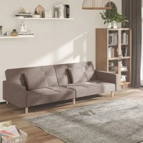 Sofá cama de 2 plazas con dos almohadas tela gris taupe de , Sofás - Ref: Foro24-375805, Precio: 292,08 €, Descuento: %