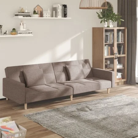 Sofá cama de 2 plazas con dos almohadas tela gris taupe de , Sofás - Ref: Foro24-375805, Precio: 292,08 €, Descuento: %