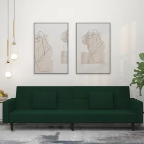 Sofá cama de 2 plazas con dos almohadas terciopelo verde oscuro de , Sofás - Ref: Foro24-375818, Precio: 273,79 €, Descuento: %