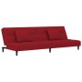 Sofá cama de 2 plazas con dos almohadas terciopelo rojo tinto de , Sofás - Ref: Foro24-375811, Precio: 245,12 €, Descuento: %