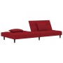 Sofá cama de 2 plazas con dos almohadas terciopelo rojo tinto de , Sofás - Ref: Foro24-375811, Precio: 245,12 €, Descuento: %