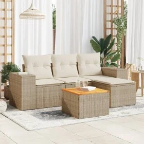 Garden sofa set with cushions 5 pieces beige synthetic rattan by , Garden sets - Ref: Foro24-3225414, Price: 334,42 €, Discou...