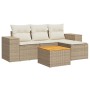 Juego de sofás jardín con cojines 5 pzas ratán sintético beige de , Conjuntos de jardín - Ref: Foro24-3225414, Precio: 316,62...