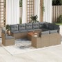 Set de sofás de jardín 11pzas con cojines ratán sintético beige de , Conjuntos de jardín - Ref: Foro24-3257830, Precio: 674,3...