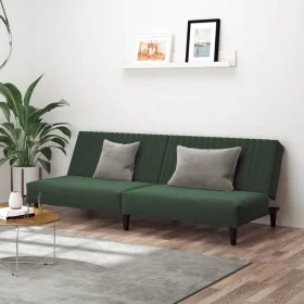 Dark green velvet 2-seater sofa bed by , Sofas - Ref: Foro24-375928, Price: 235,80 €, Discount: %