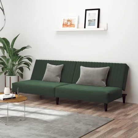 Dark green velvet 2-seater sofa bed by , Sofas - Ref: Foro24-375928, Price: 235,80 €, Discount: %