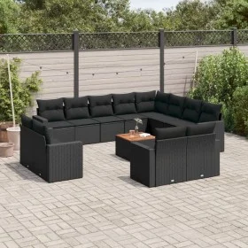 Garden sofa and cushion set 13 pieces black synthetic rattan by , Modular outdoor sofas - Ref: Foro24-3224389, Price: 910,96 ...
