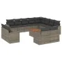 Set of garden sofas with 13 pieces of gray synthetic rattan cushions by , Modular outdoor sofas - Ref: Foro24-3224394, Price:...