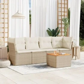Juego de sofás jardín con cojines 5 pzas ratán sintético beige de , Conjuntos de jardín - Ref: Foro24-3223475, Precio: 317,47...