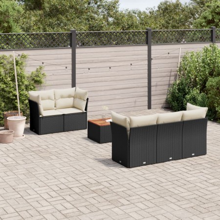 Set de sofás de jardín 6 piezas y cojines ratán sintético negro de , Conjuntos de jardín - Ref: Foro24-3223480, Precio: 349,5...