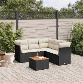 Set de sofás de jardín 6 piezas y cojines ratán sintético negro de , Conjuntos de jardín - Ref: Foro24-3223634, Precio: 344,9...