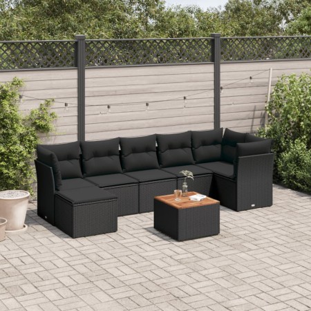 Set de sofás de jardín 8 piezas y cojines ratán sintético negro de , Conjuntos de jardín - Ref: Foro24-3223752, Precio: 468,3...